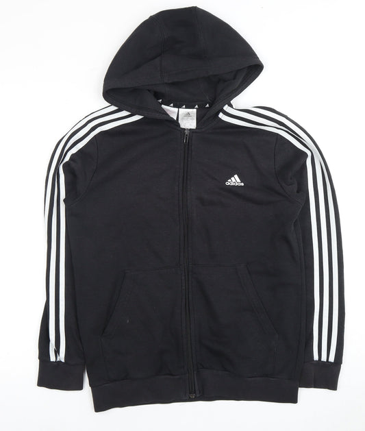 Adidas Boys Black Full Zip Hoodie 13-14 Years with Logo