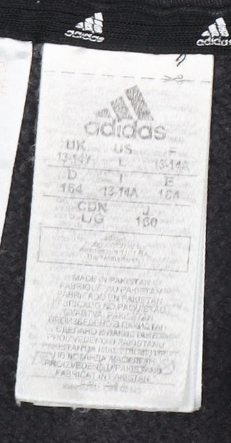 Adidas Boys Black Full Zip Hoodie 13-14 Years with Logo