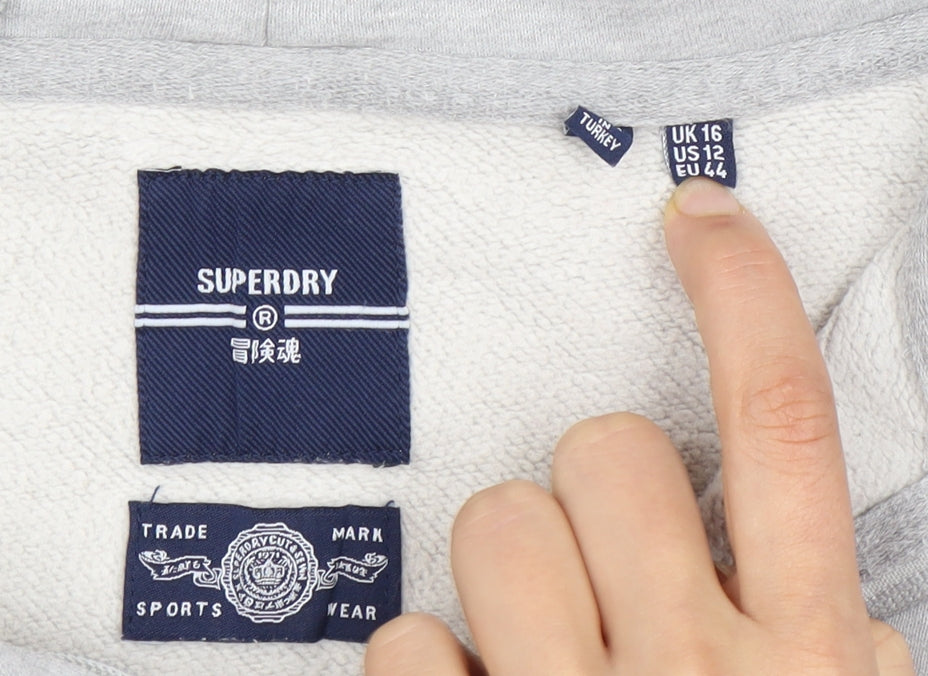 Superdry Women's Grey Full Zip Sweatshirt, Size 16