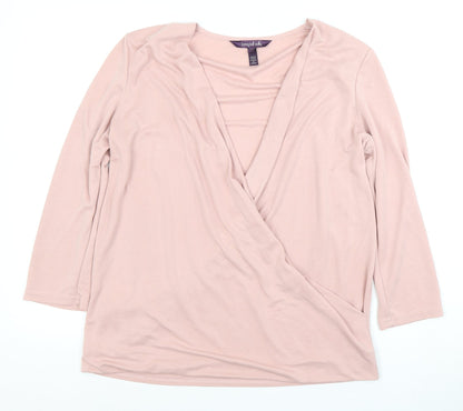 Womens UK Size S Long Tall Sally Pink Wrap Blouse