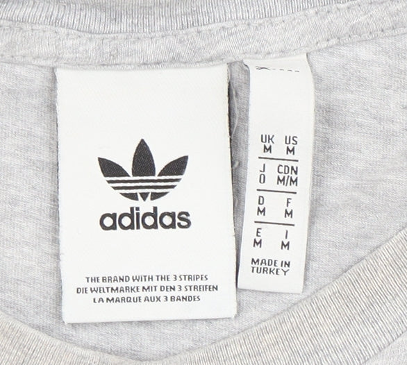 Adidas Men's Grey Crew Neck T-Shirt, Size M