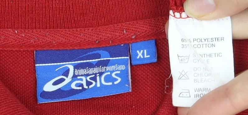 Asics Men's Red XL Short Sleeve Polo Shirt