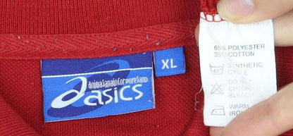 Asics Men's Red XL Short Sleeve Polo Shirt