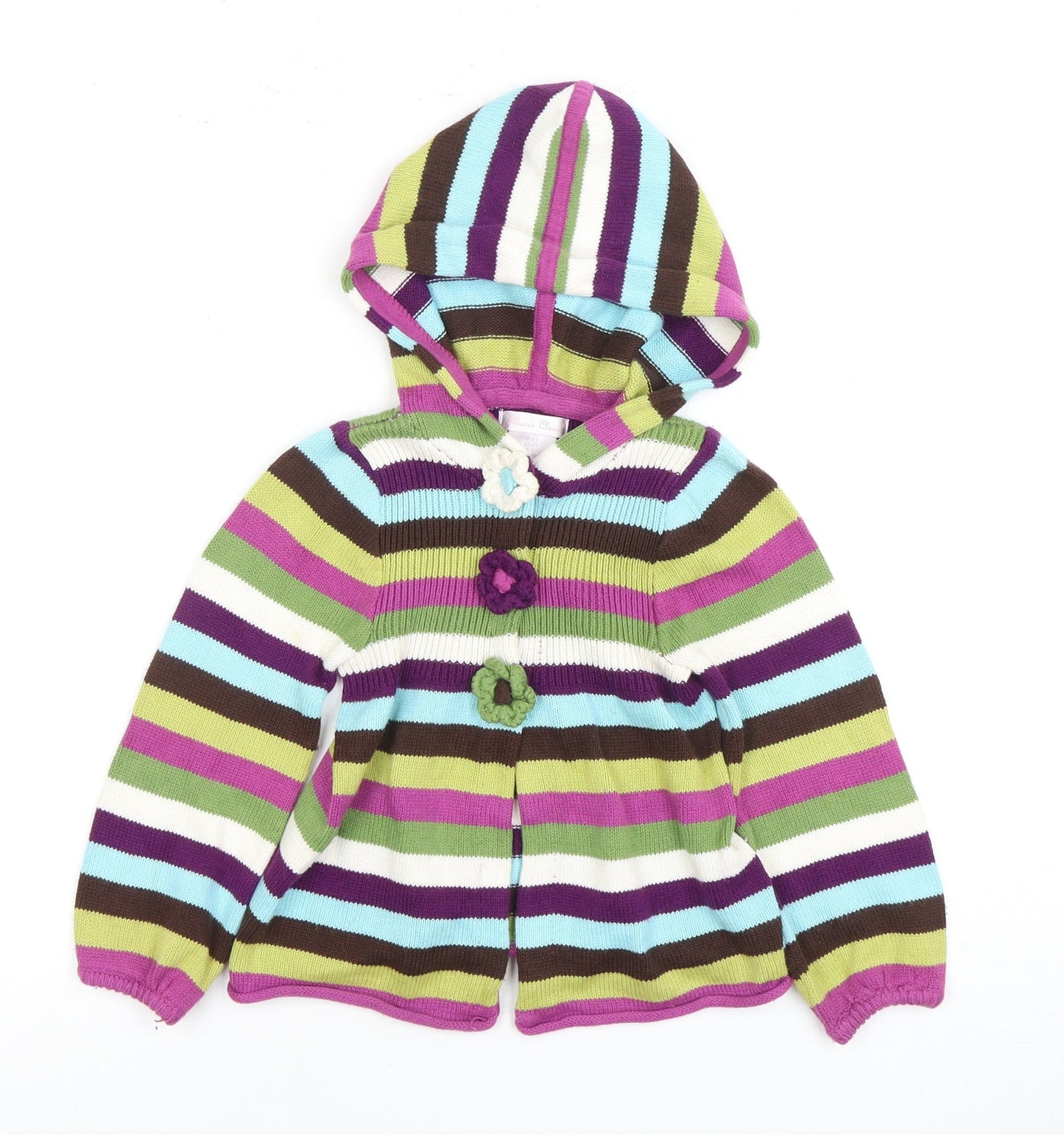 Jillian's Closet Girls Multicoloured Hooded Cardigan, Size 2 Years