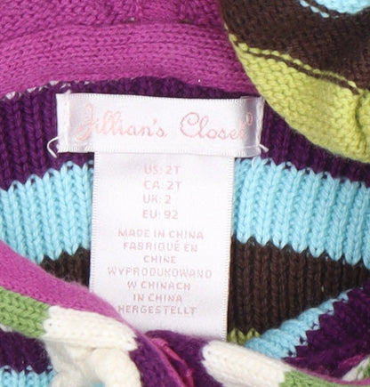 Jillian's Closet Girls Multicoloured Hooded Cardigan, Size 2 Years