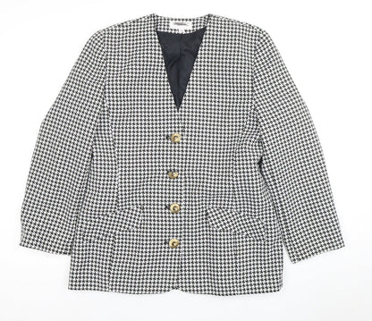 Fellini Women's Black Houndstooth Blazer Size 14