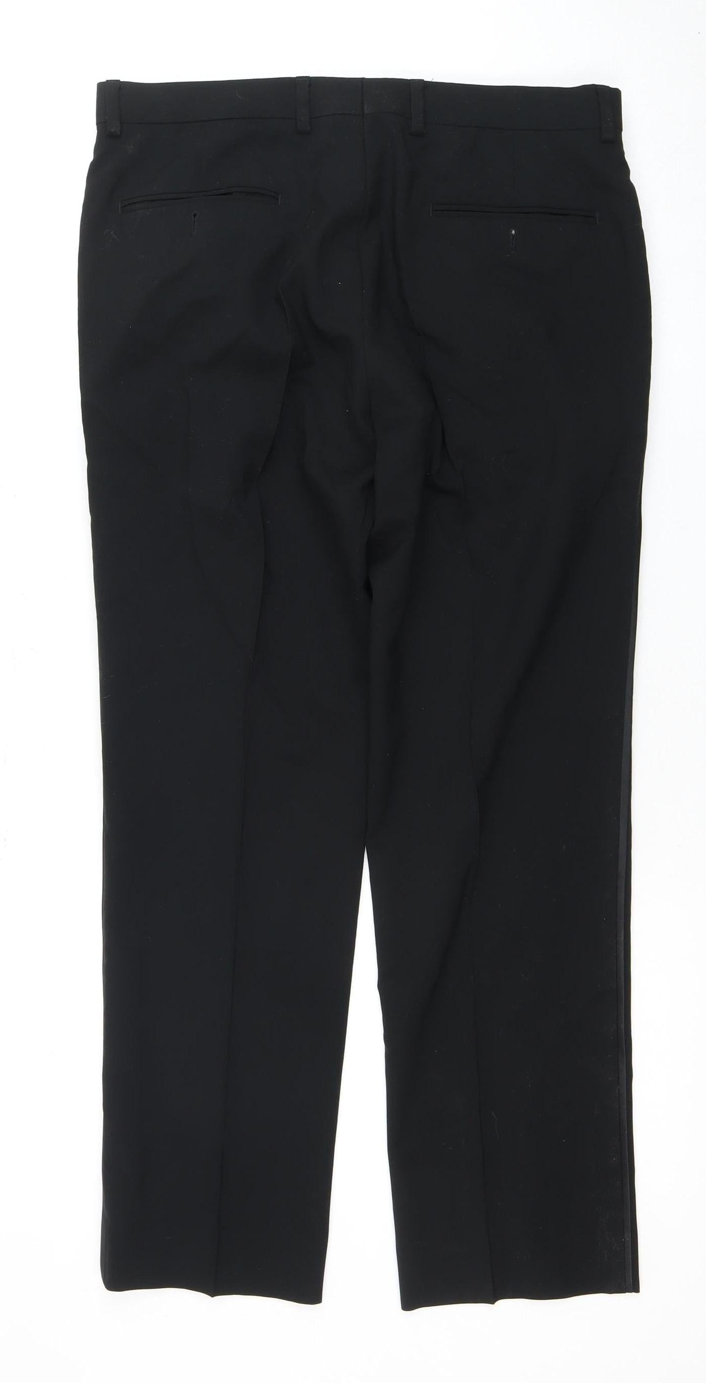 Moss 1851 Black Classic Men's Wool Trousers Size 32