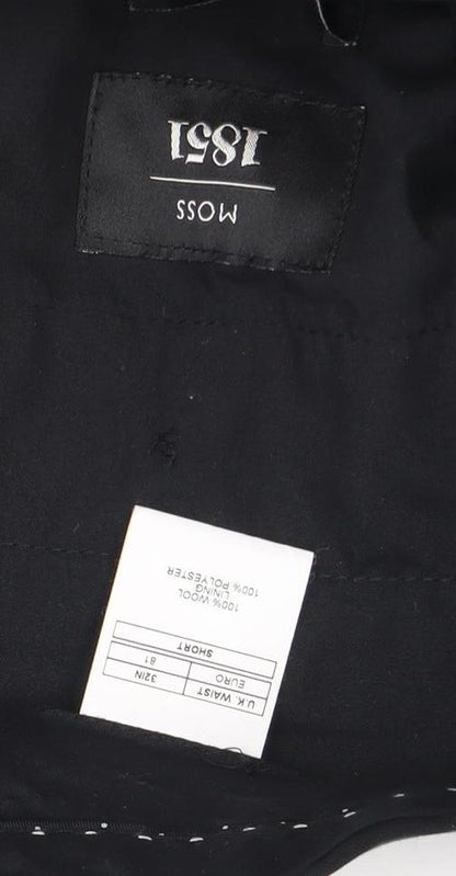 Moss 1851 Black Classic Men's Wool Trousers Size 32