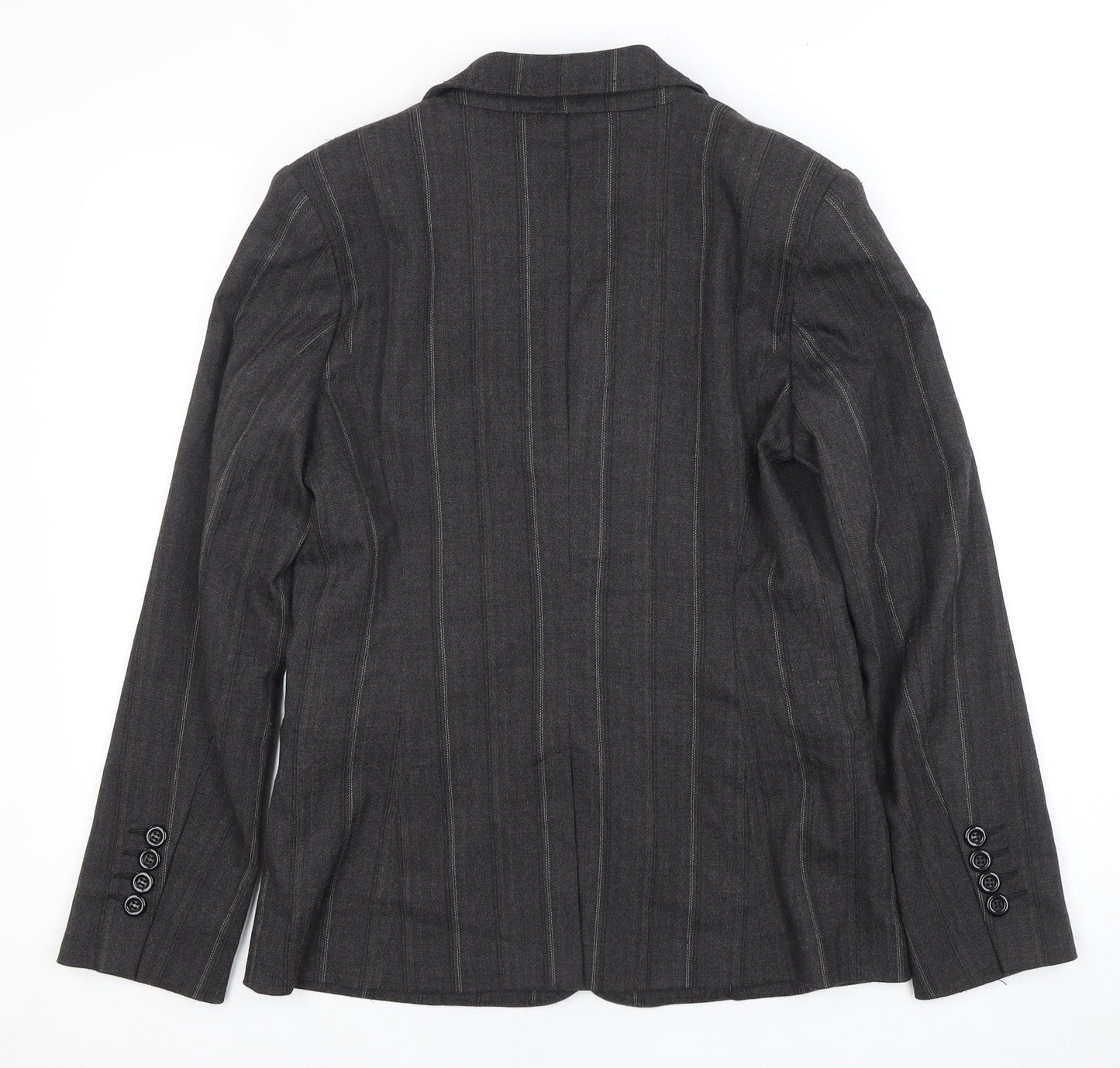 PassPort Women's Grey Pinstripe Blazer, Size 12, One-Button