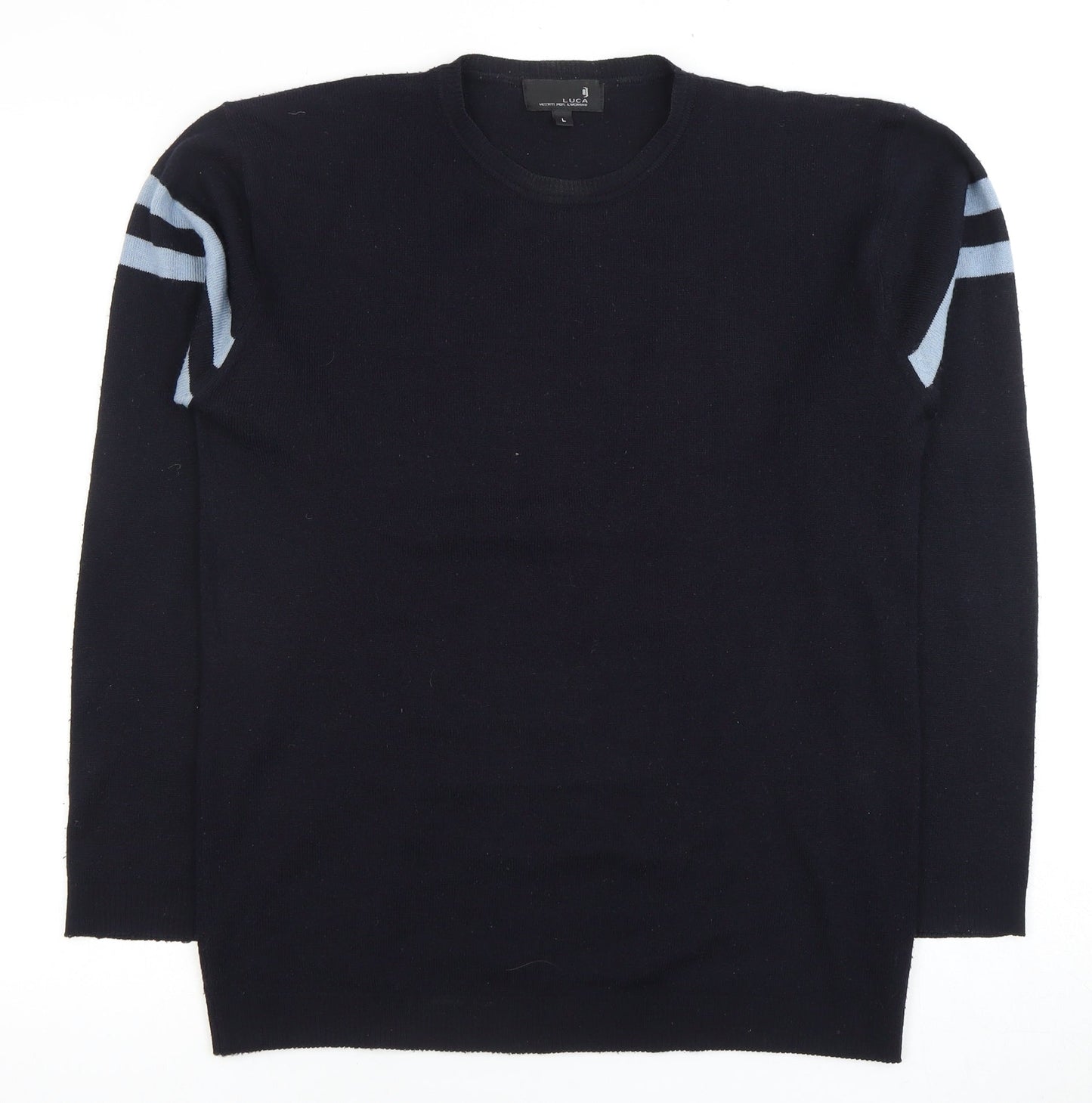 LUCA Men's Black Pullover Jumper, L, Crew Neck