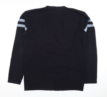 LUCA Men's Black Pullover Jumper, L, Crew Neck