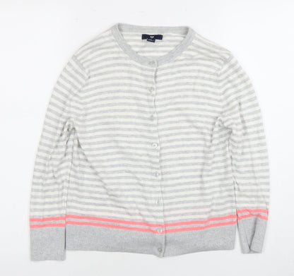 Gap Women’s Grey Striped Cardigan, Size S, Cotton Knit