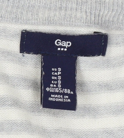 Gap Women’s Grey Striped Cardigan, Size S, Cotton Knit