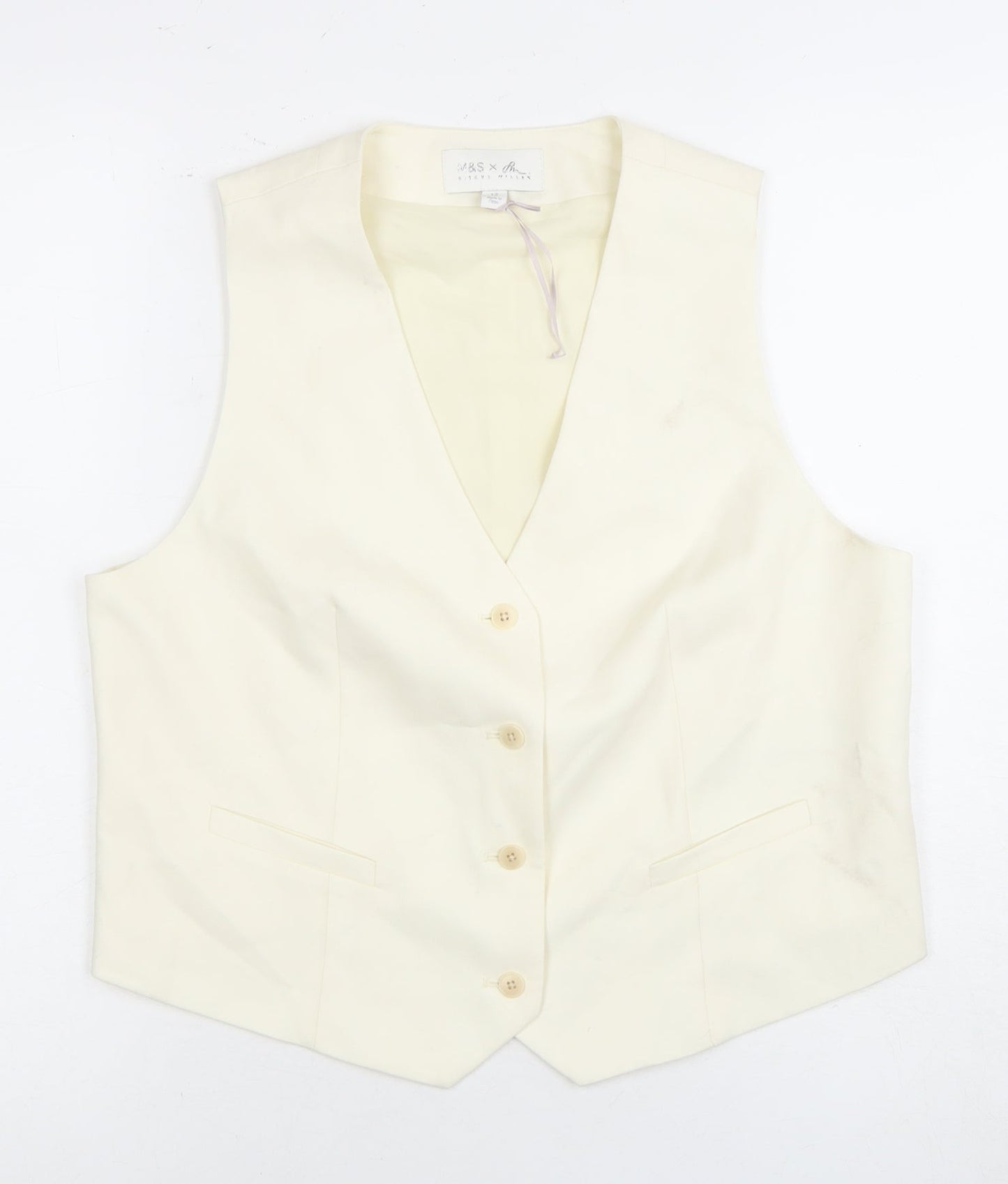 Ivory Wool Blend Suit Waistcoat Women Size 12