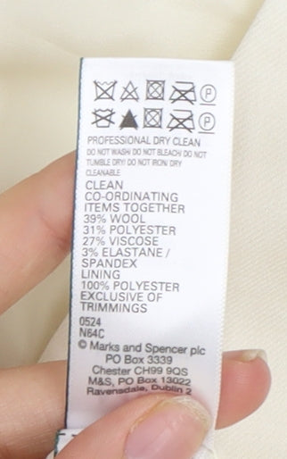 Ivory Wool Blend Suit Waistcoat Women Size 12