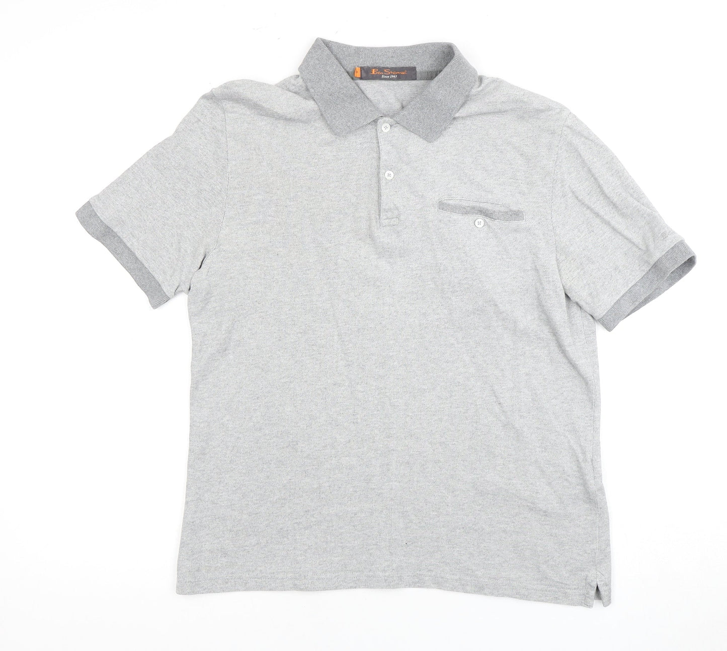 Ben Sherman Men's Grey Cotton Polo Shirt Size M