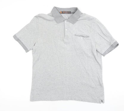 Ben Sherman Men's Grey Cotton Polo Shirt Size M