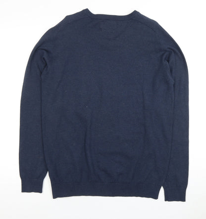 Jack & Jones Men's Blue V-Neck Pullover Jumper - Size M