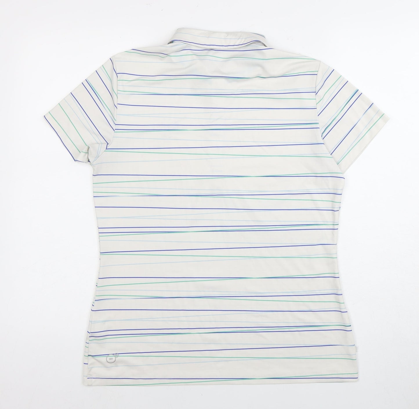 Puma Men's White Striped Polo Shirt M - Short Sleeve