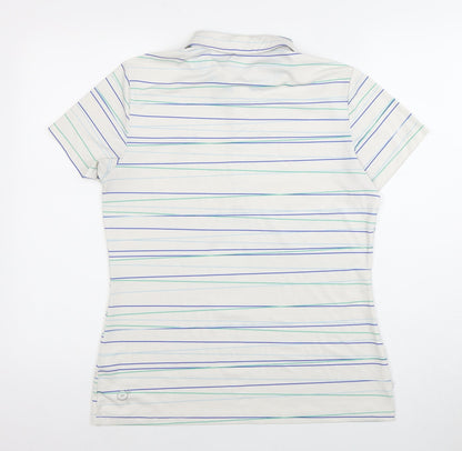 Puma Men's White Striped Polo Shirt M - Short Sleeve