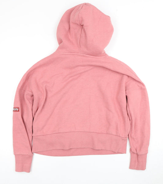 Superdry Women's Pink Embroidered Hoodie Size 8