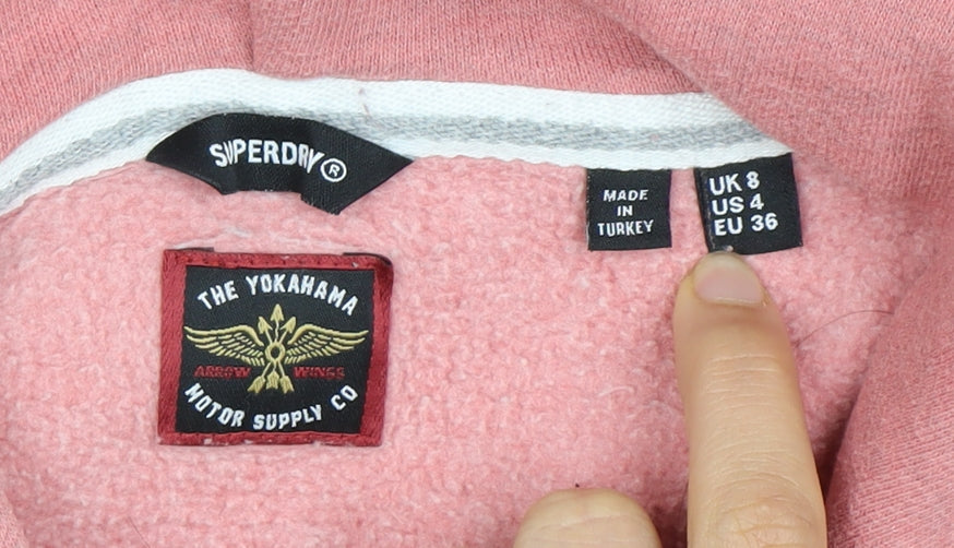 Superdry Women's Pink Embroidered Hoodie Size 8