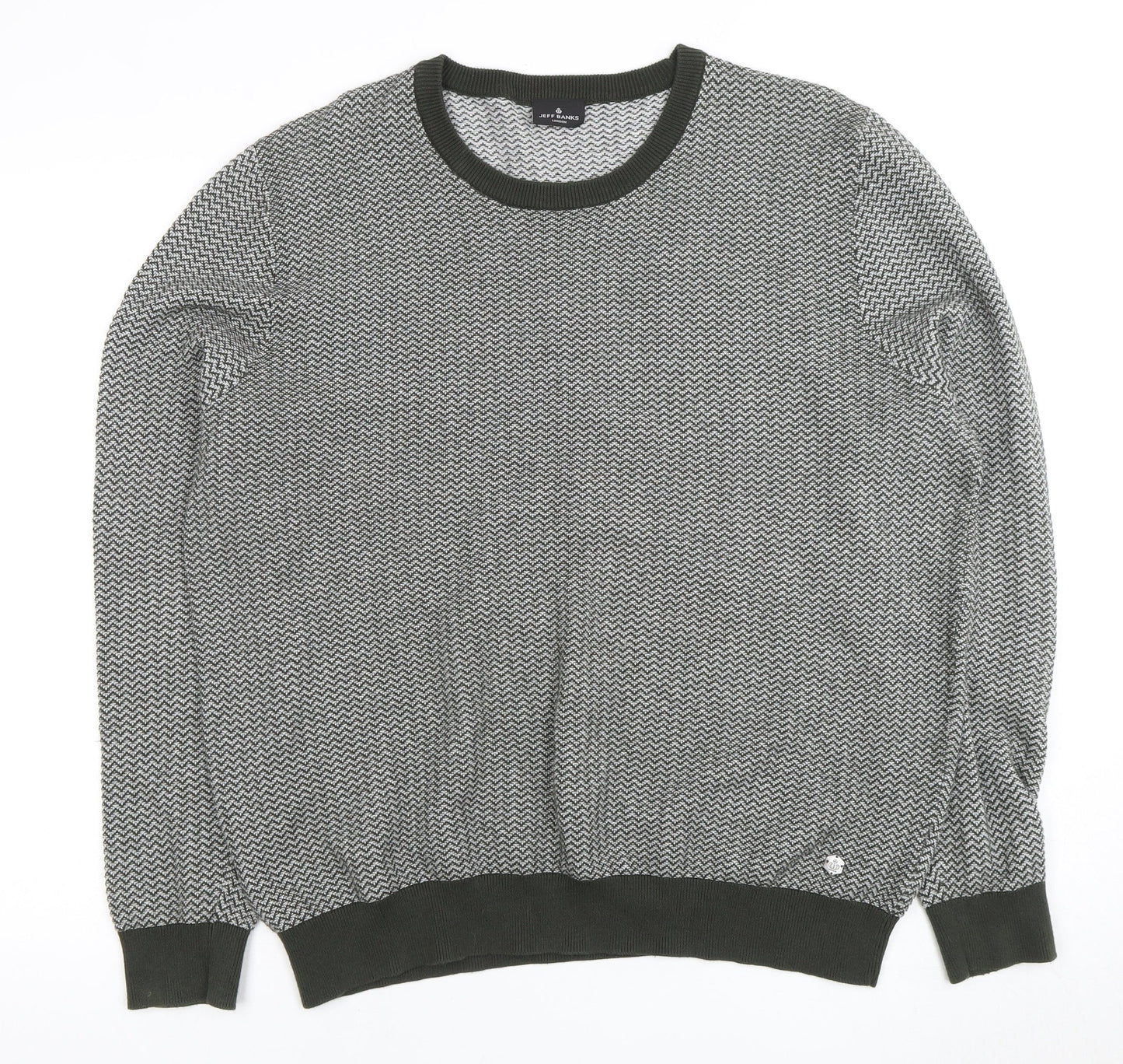 Jeff Banks Men's Green XL Herringbone Pullover Jumper