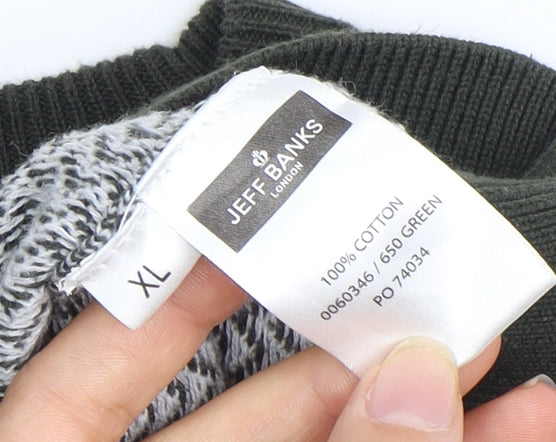 Jeff Banks Men's Green XL Herringbone Pullover Jumper