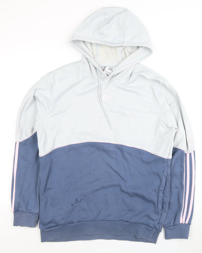 Adidas Unisex Blue Pullover Hoodie, Size M, Colourblock