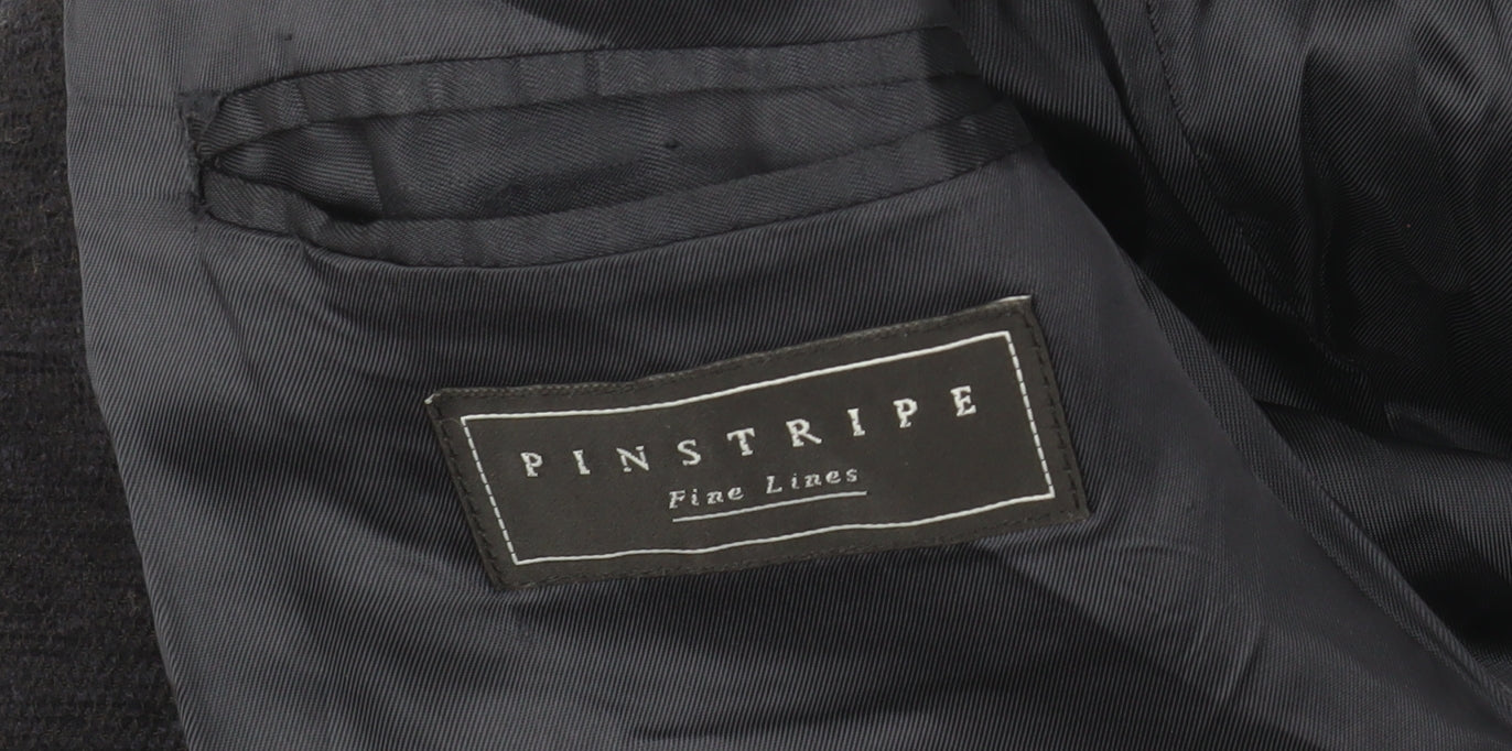 Mens UK Size 42 in Pinstripe Black Single-Breasted