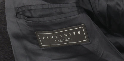 Mens UK Size 42 in Pinstripe Black Single-Breasted