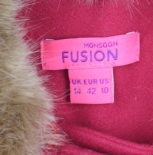 Womens UK Size 14 Monsoon Pink Pea Coat