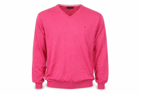 Roberto Verino Men's Pink V-Neck Wool Pullover Jumper 2XL