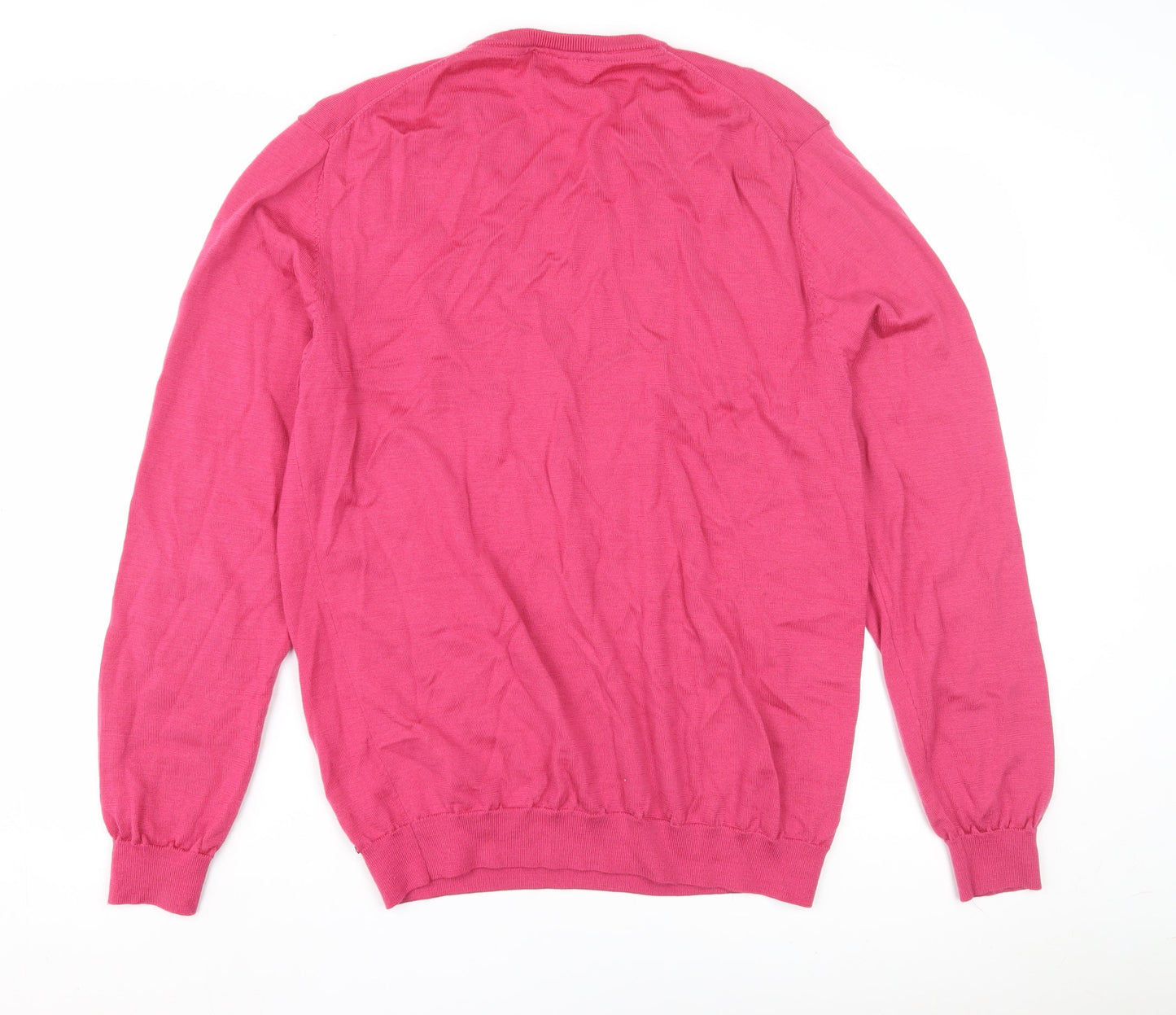 Roberto Verino Men's Pink V-Neck Wool Pullover Jumper 2XL