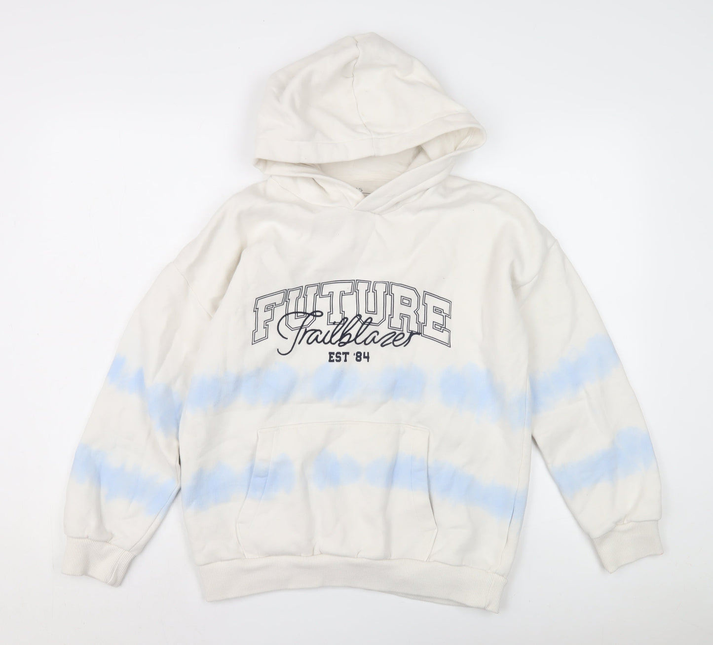 Marks and Spencer Girls White Hoodie 12-13 Years Graphic Print