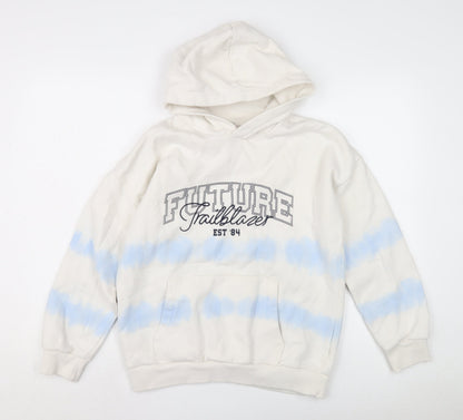 Marks and Spencer Girls White Hoodie 12-13 Years Graphic Print