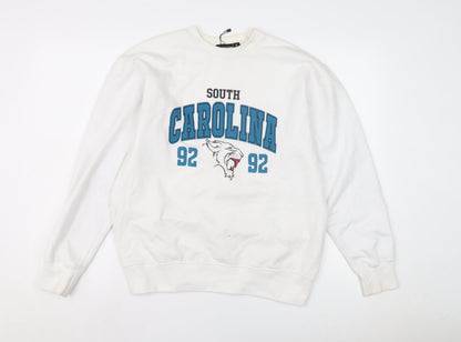 Unisex Adults UK Size S PRETTYLITTLETHING White Pullover Sweatshirt