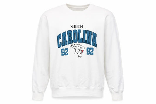 Front view of PRETTYLITTLETHING unisex white graphic sweatshirt s