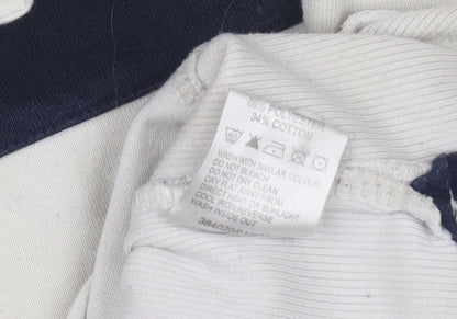 England Men's Beige Rugby Polo L Striped Long Sleeve