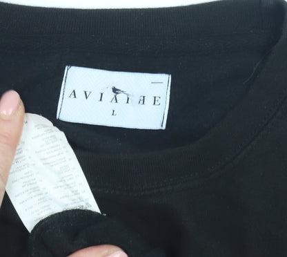 Aviaire Men's Black Crew Neck Sweatshirt, Size L