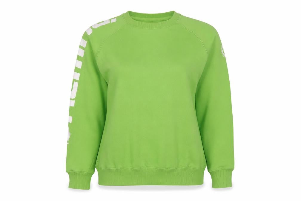 Front view of Salming Green unisex sweatshirt s with logo graphic