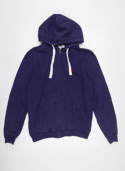 Mens UK Size M U.S. Polo Assn. Purple Full Zip Hoodie