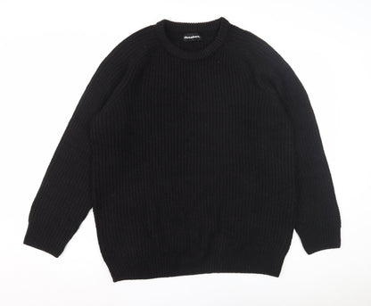 Threadbare Men's Black Chunky-Knit Pullover Jumper M