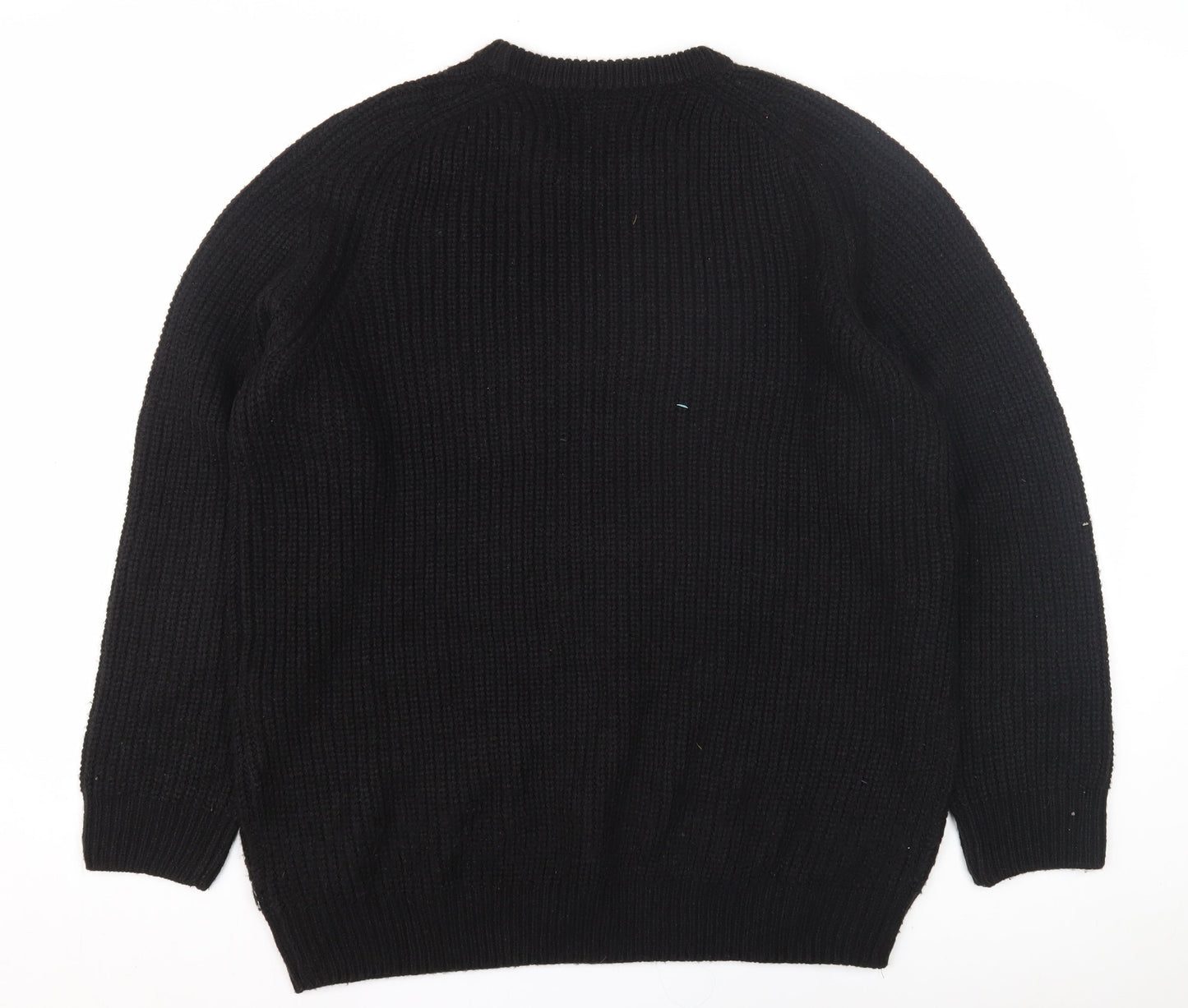 Threadbare Men's Black Chunky-Knit Pullover Jumper M