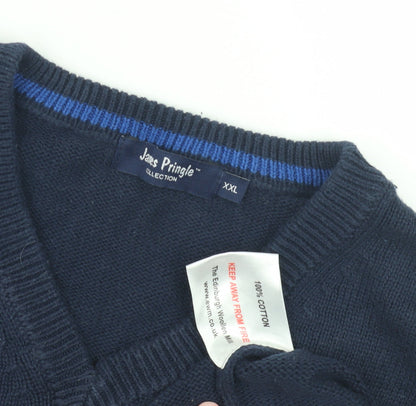 James Pringle Men's Blue 2XL Cotton Vest Casual Jumper