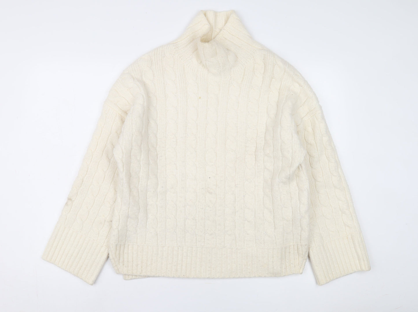 Abercrombie & Fitch Women's Ivory Cable-Knit Jumper S
