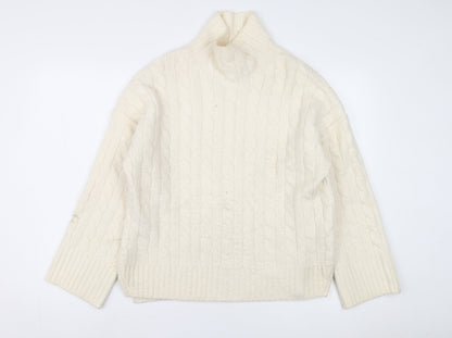 Abercrombie & Fitch Women's Ivory Cable-Knit Jumper S