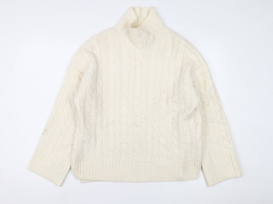 Abercrombie & Fitch Women's Ivory Cable-Knit Jumper S