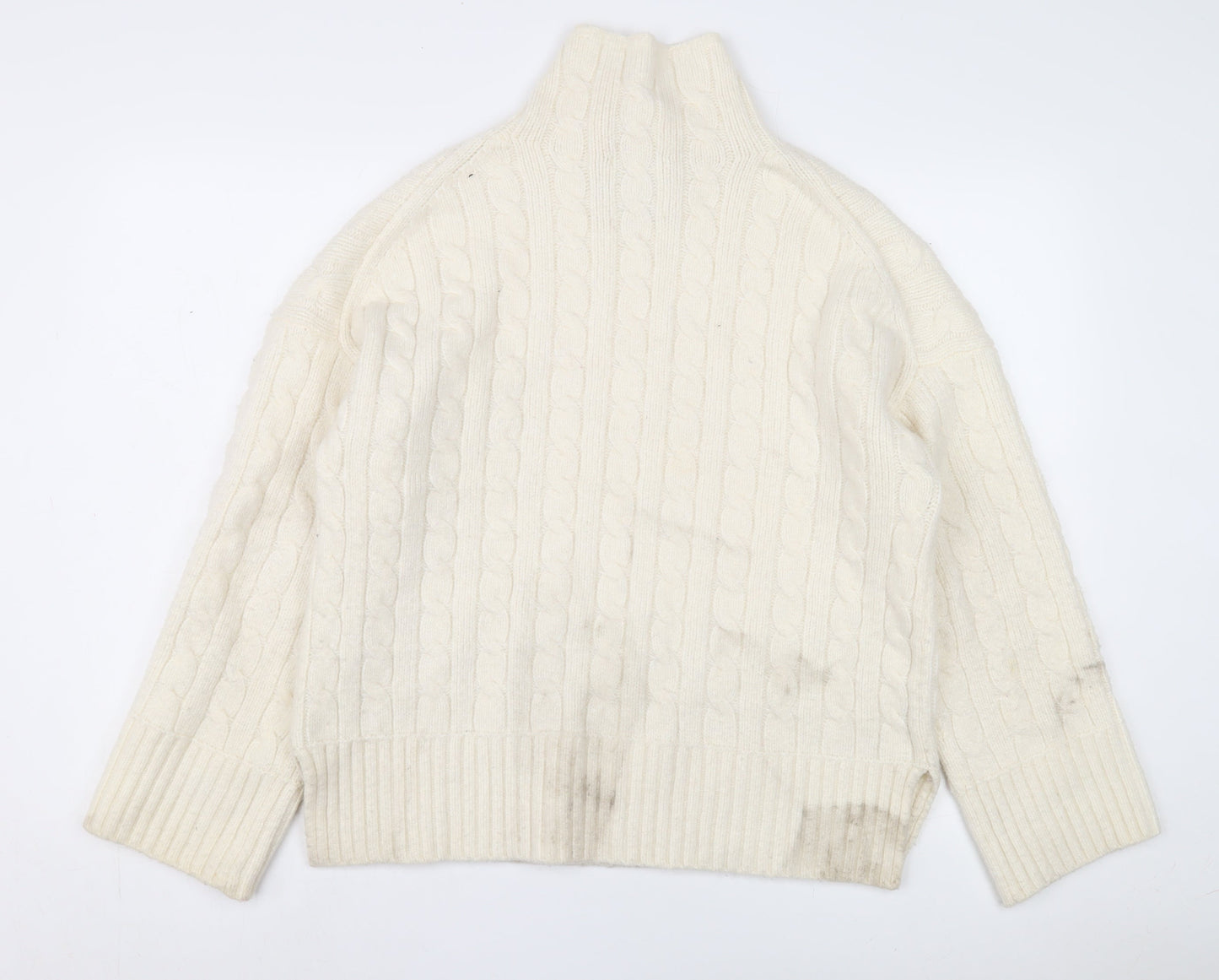 Abercrombie & Fitch Women's Ivory Cable-Knit Jumper S