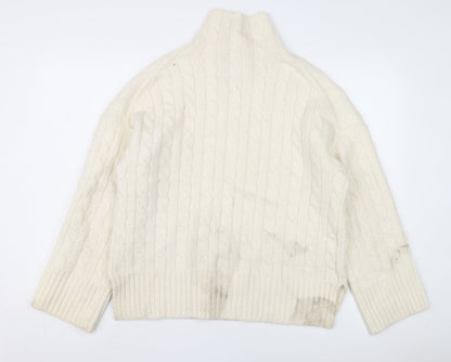 Abercrombie & Fitch Women's Ivory Cable-Knit Jumper S